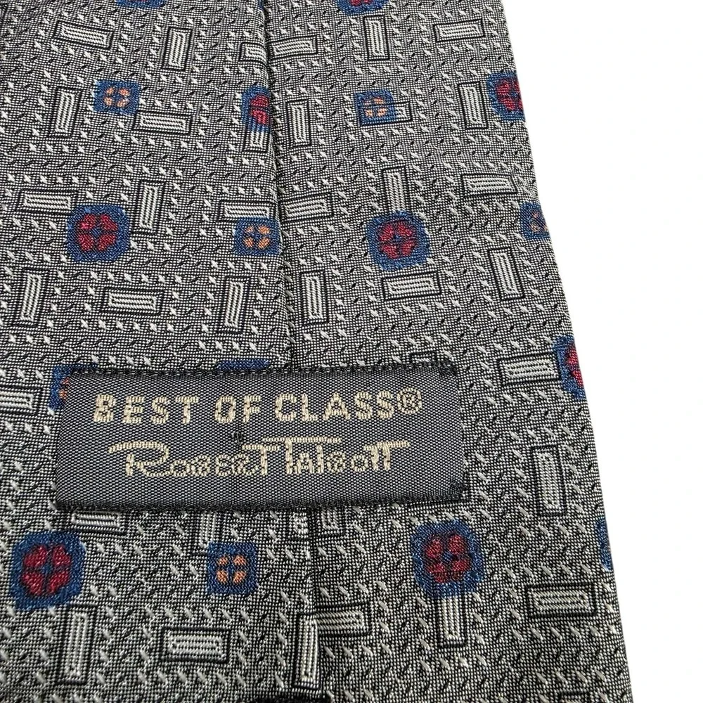 Robert Talbott Best Of Class Silk Tie Geometric‎ Gray Blue Red Men's Necktie